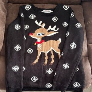 Charming Christmas Reindeer Black Sweater